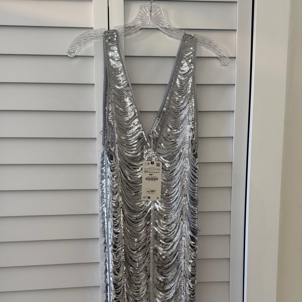 Zara Metallic Sequin Dress